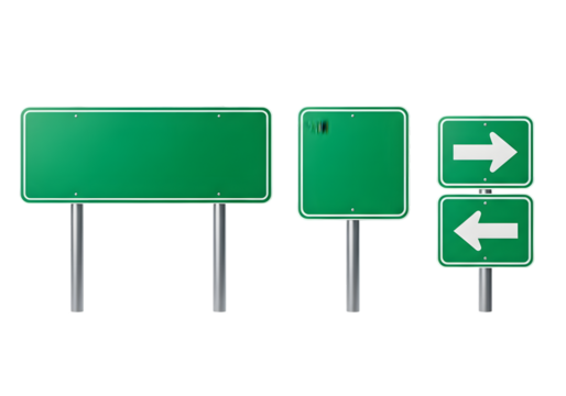 isolated green road signs ,  Green street sign isolated white background  - Powered by Adobe