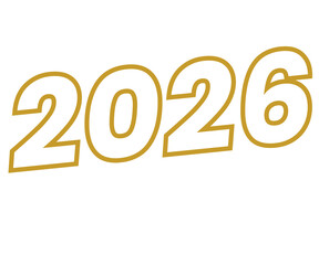 Celebrate 2026 with this modern white and gold design! Get ready for the new year with this eye-catching graphic, perfect for invitations, banners, and festive promotions