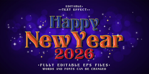 3d happy new year 2026 lowercase text effect