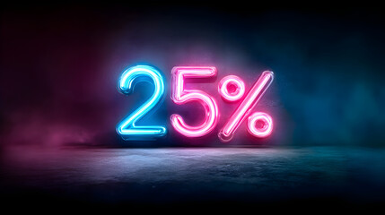 A neon sign with the number 25 in neon lights