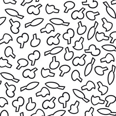 Plump linear shapes with rectangular legs create texture.