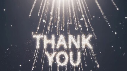 Thank You Text Reveal with Shining Glittering Particles and Light Ray