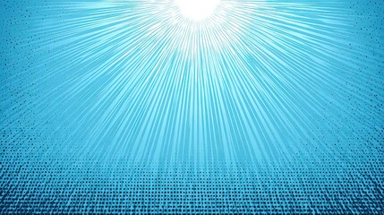 Abstract Digital Pixelated Artwork With Bright Light Rays And Blue Tones