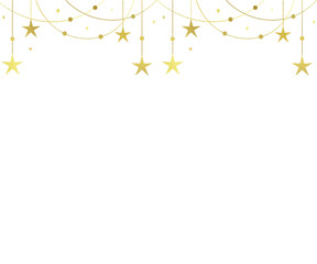 Elegant golden star garland decoration for festive banners or Christmas cards, adding a touch of glamorous sparkle to your holiday designs and celebrations