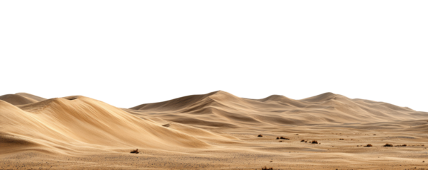 A wide shot of sand dunes on transparent background isolated