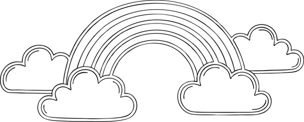 Dreamy rainbow and clouds illustration perfect for children's designs and crafts