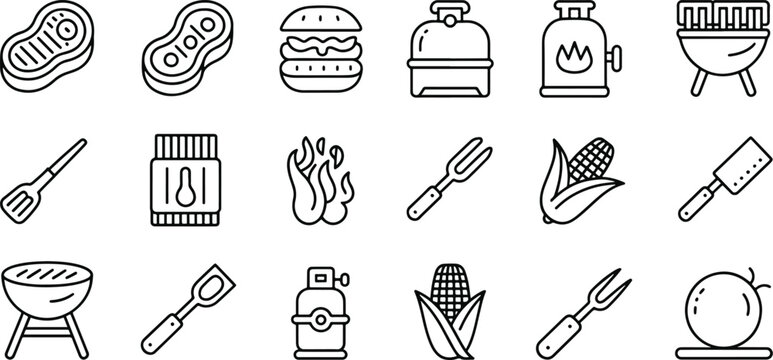 Barbecue icons seamless pattern featuring grill burger steak and other barbecue related items for summer cooking and outdoor events