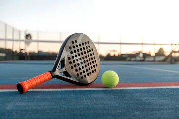 Padel tennis racket. Background with copy