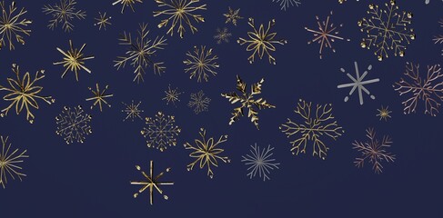 Abstract and elegant snowflake pattern on dark blue background. Perfect for Christmas, winter holiday, and festive designs. Suitable