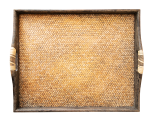 Top view of vintage serving tray isolated on transparent background