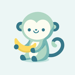 Fototapeta premium illustration of a monkey holding a banana