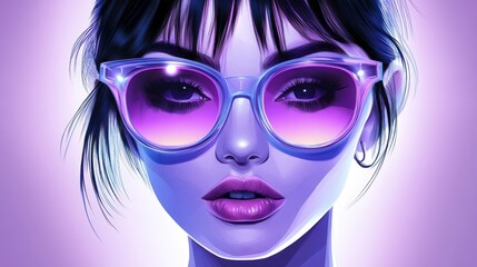 Stylish woman with vibrant purple sunglasses
