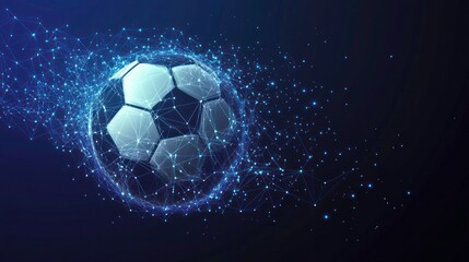 Fototapeta premium Soccer ball, abstract design, polygonal, digital art