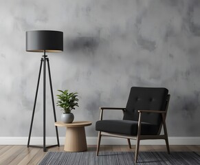 modern living room with a black chair