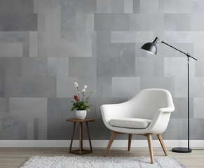 modern living room with a white chair