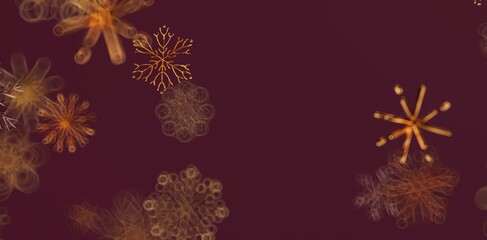 Abstract design of floating snowflakes on a deep red background. Perfect for Christmas, Winter, or festive themed designs. Suitable for backgrou