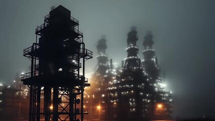 Oil refinery. futuristic industrial cityscape at night. - Powered by Adobe