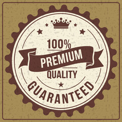 Obraz premium Premium Quality Seal — Vintage Badge with Crown and Ribbon Banner
