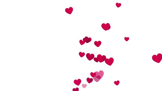 Red heart icons animation. love hearts rising up, Valentine hearts floating animation