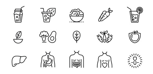 Healthy Lifestyle Icons Collection for Wellness and Nutrition Infographics and Design Projects Promoting Well Being and Dietary Choices