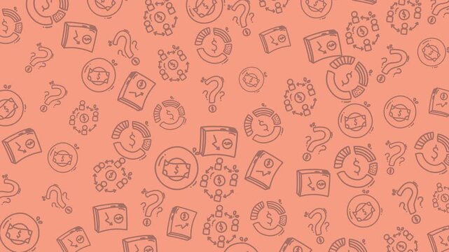 Money doodle pattern with fun hand drawn business icons. Suitable for financial presentations, website backgrounds, and business themed designs