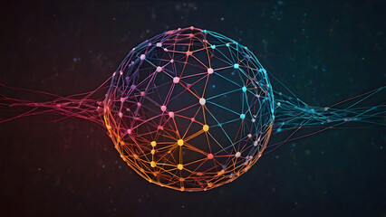 Abstract sphere illustration with interconnected lines, representing technology and network
