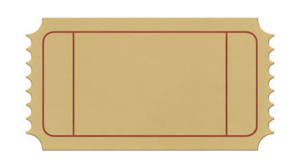 Old Yellow Ticket with Red Border and Perforated Edges on Black Background paper