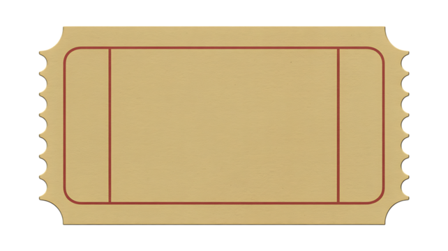 Old Yellow Ticket with Red Border and Perforated Edges on Black Background paper