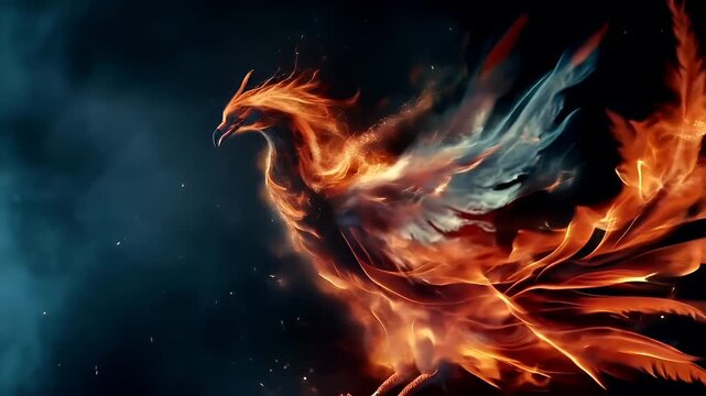 fire phoenix bird digital artwork.