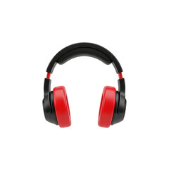 Stylish red and black 3d over ear headphones isolated on transparent background