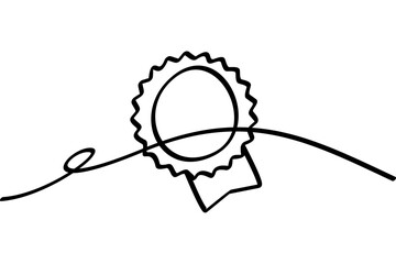 Badge illustration with continuous line design. Attractive abstract line art design.
