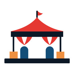 Outdoor music festival stage icon with colorful lights
