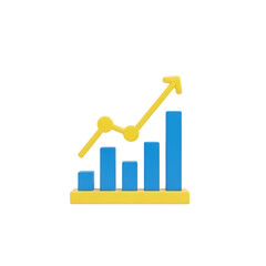 3d bar chart with upward trending arrow isolated on transparent background