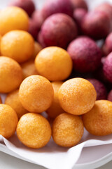 Deep fried sweet potato balls, Thai street food snack