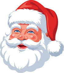 Santa Claus vector illustration with a joyful expression and traditional red hat and white beard isolated on transparent background