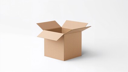 An open cardboard box on a white surface simple packaging display