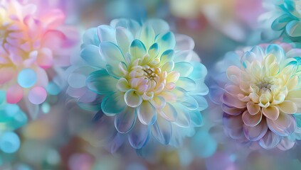 Close Up Shot of Pastel Colored Flowers with Bokeh Effect in Soft Focus Background