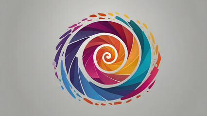 Abstract colorful spiral vortex logo concept with a dynamic swirl of vibrant gradient colors forming a circular shape