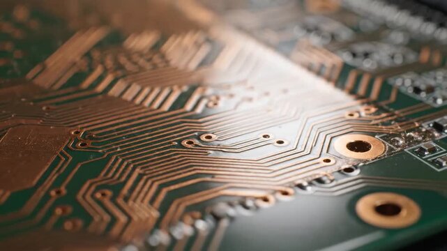 Detailed Macro Perspective of a Computer Circuit Board.