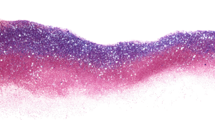 The image shows a digital art piece that resembles a gradient of pink and purple glitter on white background 