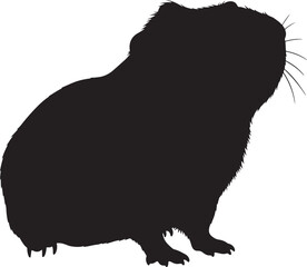 Adorable guinea pig silhouette side profile pet animal cute rodent domestic farm animal companion small mammal furry creature