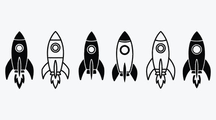 Rockets in a row launch to success minimal icon concept