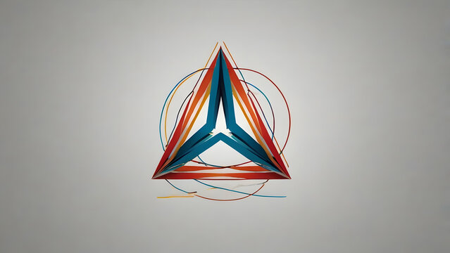 Modern geometric design of an intricate triangular emblem with circular elements, symbolizing futuristic concepts of connection and dynamic energy