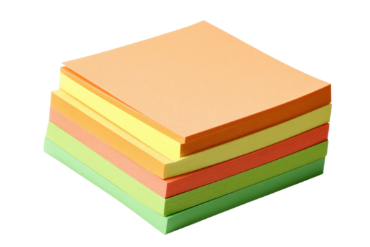 Stack of colorful square paper sticky notes on black background image, Isolated On Transparent Background, Png Cut Out