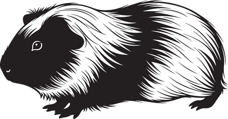 Charming guinea pig portrait with black and white textural detail cute rodent pet artwork for animal lovers