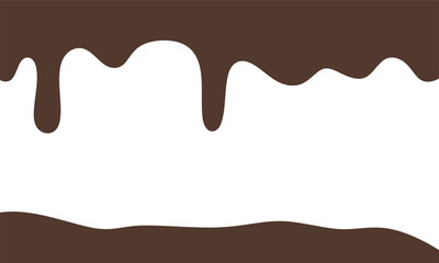 Melted chocolate seamless texture. Melted chocolate dripping on transparent background. Dripping liquid.