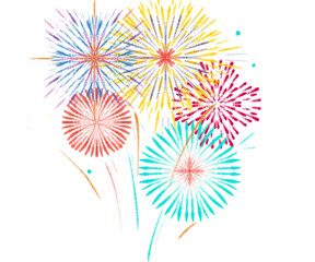 Bursting fireworks display for festive celebrations, adding vibrant color and excitement to your designs with a touch of magical sparkle and joyous fun