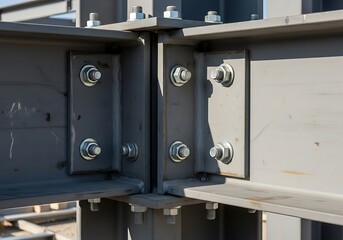 Metallic construction with bolted steel beams, robust engineering structure