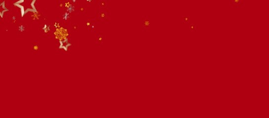 Christmas background with golden stars and snowflakes on red background. Perfect for holiday greeting cards, festive banners and social media co