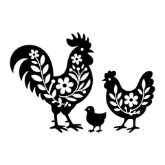rooster and hen